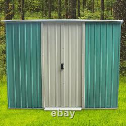 8X4 Metal Garden Shed Heavy Duty Storage Sheds House Pent Roof Sliding Doors