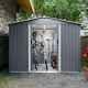 8x6ft Metal Garden Shed Apex Roof With Free Foundation Base Storage House Grey
