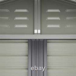 8X7FT Metal Garden Shed Heavy Duty Storage Sheds House Apex Roof Double Doors