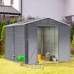8X7FT Metal Garden Shed Heavy Duty Storage Sheds House Apex Roof Double Doors