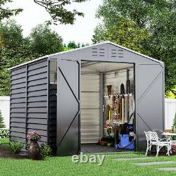 8.5 x 8ft Heavy Duty Metal Garden Shed Apex Roof Outdoor Tool Storage Warehouse