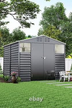 8.5 x 8ft Heavy Duty Metal Garden Shed Apex Roof Outdoor Tool Storage Warehouse