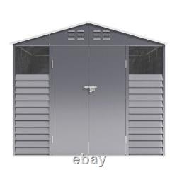 8.5 x 8ft Large Garden Shed Storage Outdoor Warehouse Metal Roof Building 2 Door