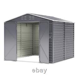 8.5 x 8ft Large Metal Garden Shed Apex Roof Outdoor Garden Tool Storage House UK