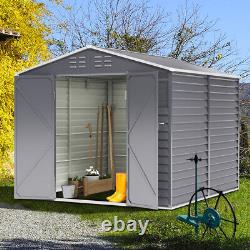 8.5 x 8ft Large Metal Garden Shed Apex Roof Outdoor Garden Tool Storage House UK