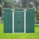8 X 4ft Garden Shed Metal Pent Roof Outdoor Tool Storage With Free Base Green