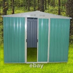 8 X 8 Metal Garden Shed Apex Roof Sliding Door Tool Storage with Free Foundation