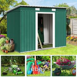 8 x 4 ft Garden Shed Metal Pent Roof Outdoor Storage House With Free Foundation