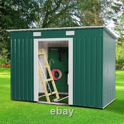 8 x 4 ft Garden Shed Metal Pent Roof Outdoor Storage House With Free Foundation