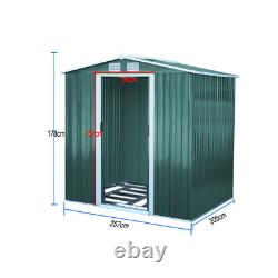 8 x 6ft Metal Apex Roof Garden Shed with Base Outdoor Bike Tools Storage House