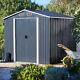 8 X 8 Ft Garden Shed Metal Corrugated Outdoor Storage Steel Roof With Foundation
