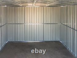 8 x 8 FT Garden Shed Metal Corrugated Outdoor Storage Steel Roof With Foundation