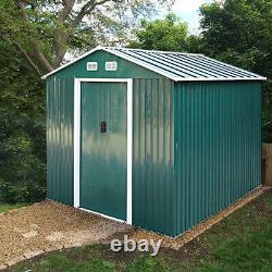 8x6FT Metal Outdoor Garden Storage Shed With Free Foundation 2 Doors Tools Store