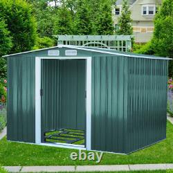 8x6FT Metal Outdoor Garden Storage Shed With Free Foundation 2 Doors Tools Store