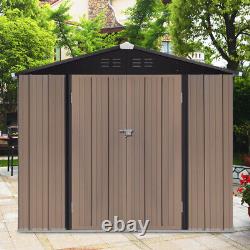 8x6ft Apex Roof Outdoor Bike Tools Storage Shed Container Garden Shed with Base