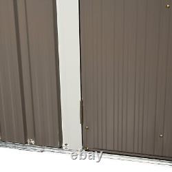 8x6ft Metal Garden Shed with Double Door Latch Window Sloped Roof Grey