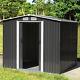 8x8 Ft Metal Garden Shed Patio Outdoor Tools Box Storage House With Foundation