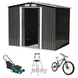 8x8 FT Metal Garden Shed Patio Outdoor Tools Box Storage House with Foundation