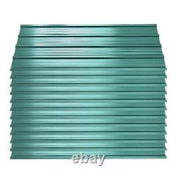 8x8ft Sloping Roof Garden Shed Green Outdoor Tool Storage Metal Shed Free Base