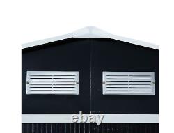 9 X 6FT Outdoor Storage Garden Shed Roofed Sliding Door Galvanised Dark Grey New