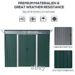 9 x 4ft Garden Shed Storage Tool Organizer with Sliding Door Vent Green