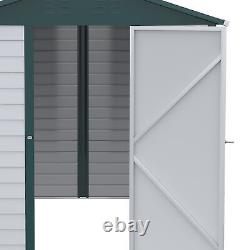 9x6FT Metal Garden Shed Outdoor Storage Shed with Sloped Roof Lockable Door White