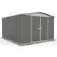 Absco Regent Garden Shed 10' X 12' Apex Titanium Metal Double Door Storage Shed