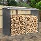 Black Outdoor Log Store Firewood Rack Metal Tool Storage Shed Shelter Cabinet Uk