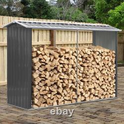 Black Outdoor Log Store Firewood Rack Metal Tool Storage Shed Shelter Cabinet UK