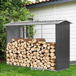 Black Outdoor Log Store Firewood Rack Metal Tool Storage Shed Shelter Cabinet UK