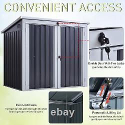 Corrugated Garden Metal Storage Shed Outdoor Equipment Tool Sloped Roof Shelter