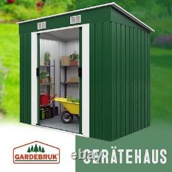 Deuba Metal Tool Shed Green 6x4FT Storage Garden House Sliding Door