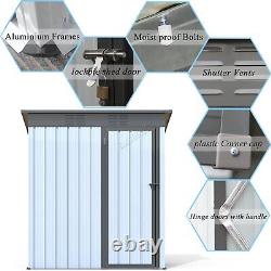 EX-DEMO Garden Shed Lockable Storage Outdoor Metal 2.6x5FT White & Grey
