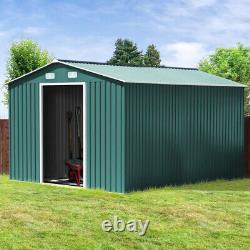 Extra Large Garden Metal Shed Outdoor Storage Sheds Tool House 10 x 12 with Base