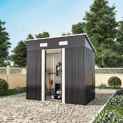 Galvanised Metal Garden Storage Shed Apex Pent Roof Window Frame Shed Anthracite