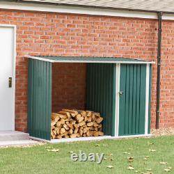 Galvanised Steel Metal Log Store Outdoor Firewood Rack Garden Storage Tool Shed