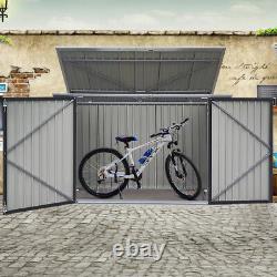 Galvanized Metal Large Storage Garden Shed Bike Unit Tools Bicycle Store Black