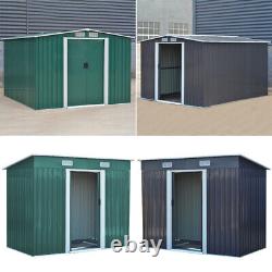 Garden Metal Shed 4x6ft, 4x8ft, 6x8ft, 8x8ft, 10x8ft Outdoor Storage House with Base
