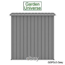 Garden Shed Metal Grey Storage Garden Universe 5' x 3Free Base Frame GSP5x3-Grey