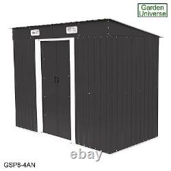 Garden Shed Metal Storage Grey Garden Universe 8' x 4' Inc Base Frame GSP8-4AN