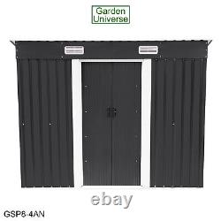 Garden Shed Metal Storage Grey Garden Universe 8' x 4' Inc Base Frame GSP8-4AN