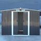 Garden Shed Outdoor Garden House Metal Sheds Warehouse 8ft X 6ft With Free Base
