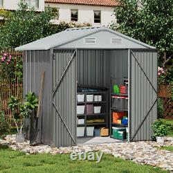 Garden Shed Storage Cabinet Galvanised Metal Steel Organiser with Door Ventilation