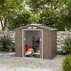 Garden Shed Storage Unit With Locking Door Floor Foundation Air Vent Brown