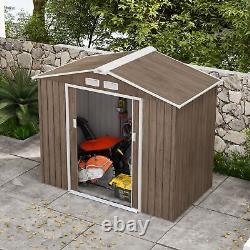 Garden Shed Storage Unit with Locking Door Floor Foundation Air Vent Brown