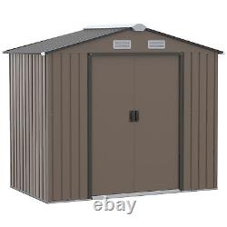 Garden Shed Storage Unit with Locking Door Floor Foundation Air Vent Brown