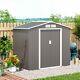 Garden Shed Storage Unit With Locking Door Floor Foundation Air Vent Grey