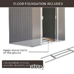 Garden Shed Storage Unit with Locking Door Floor Foundation Air Vent Grey