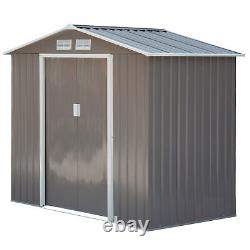 Garden Shed Storage Unit with Locking Door Floor Foundation Air Vent Grey