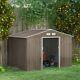 Garden Shed Storage Unit With Locking Door Floor Foundation Air Vent Light Brown